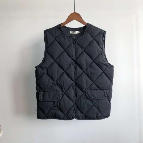 Autumn and winter vest, women's short cotton vest, rhombus plaid cotton jacket, Korean style versatile vest