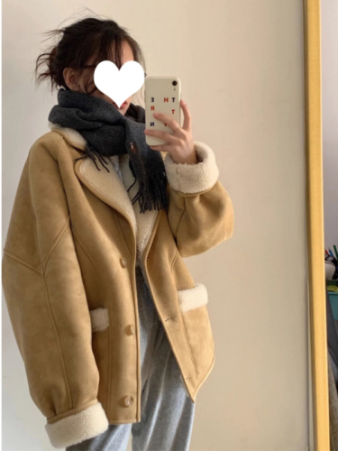 Suede short coat for women in autumn and winter lamb wool new style small fragrant style fur integrated lamb wool cotton coat winter