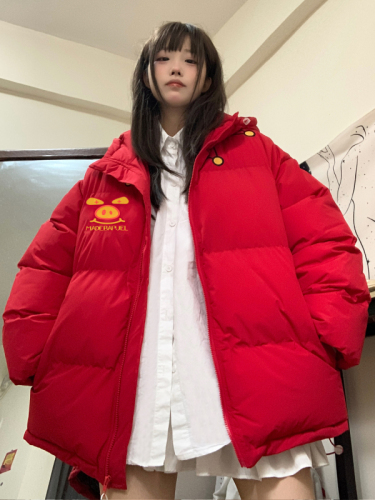 TUDOU Potato Cat Red Pig Man Cotton Clothes for Women Winter  New Couple Hooded Cotton Clothes and Jackets Trendy