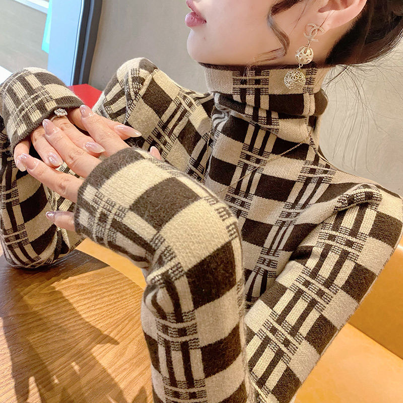 高領毛衣女內搭秋冬洋氣2023年新款時尚顯瘦打底衫女士上衣