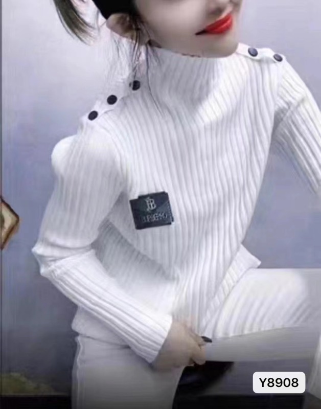 左邊同款2023秋冬設計時尚洋氣半高領chic紐扣寬鬆長袖上衣