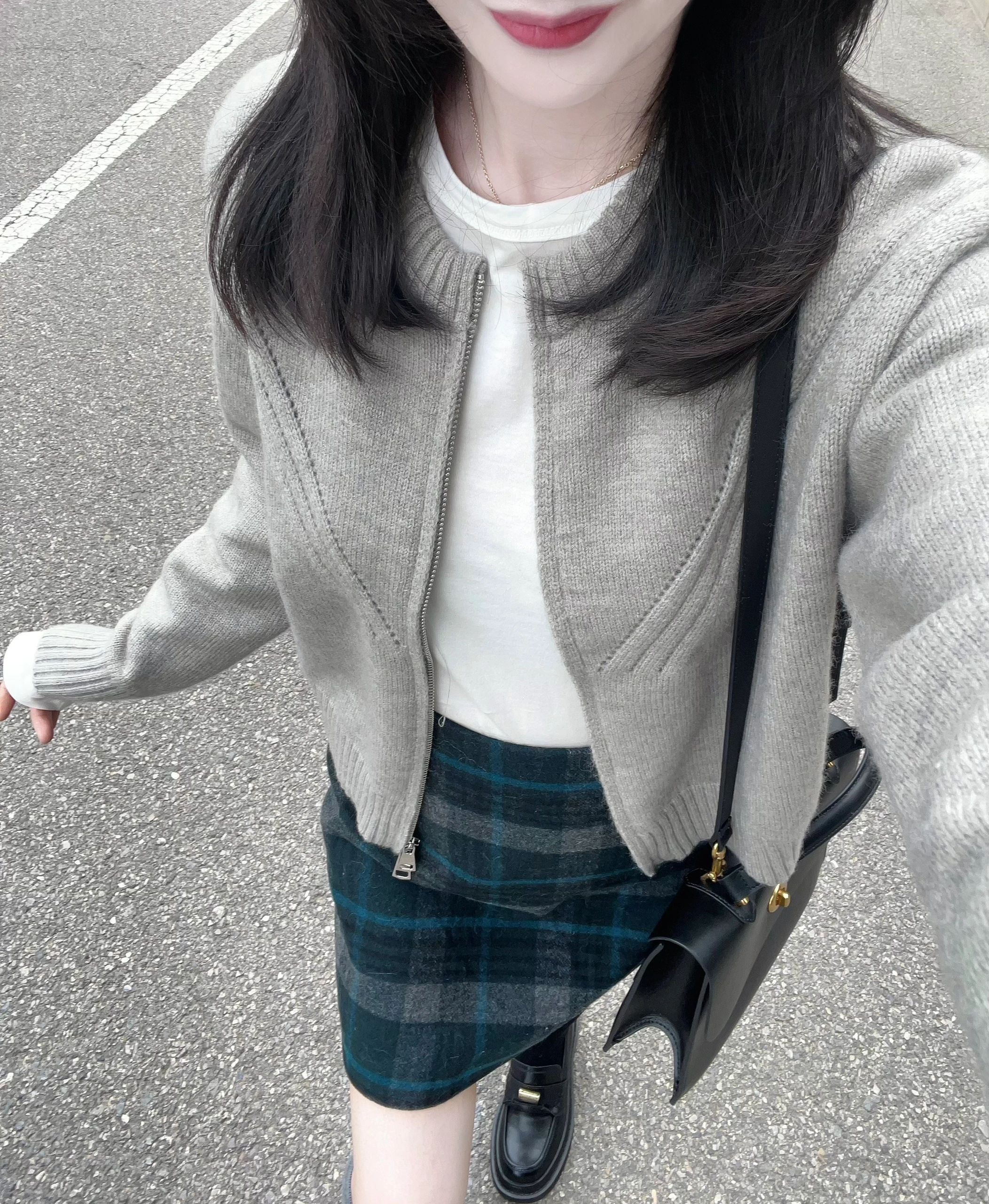 日系灰色針織開衫薄款外套女2023春秋季新款百搭毛衣長袖短款上衣