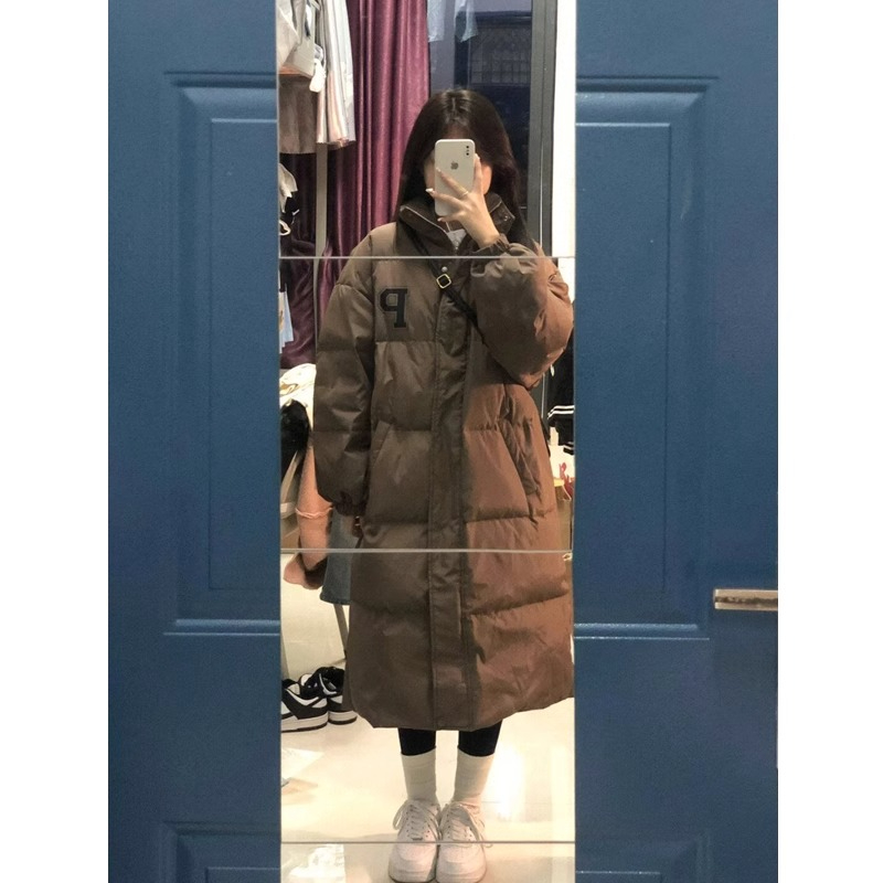 Down jackets for men and women in winter new Korean style loose mid-length over-the-knee thickened warm padded jackets