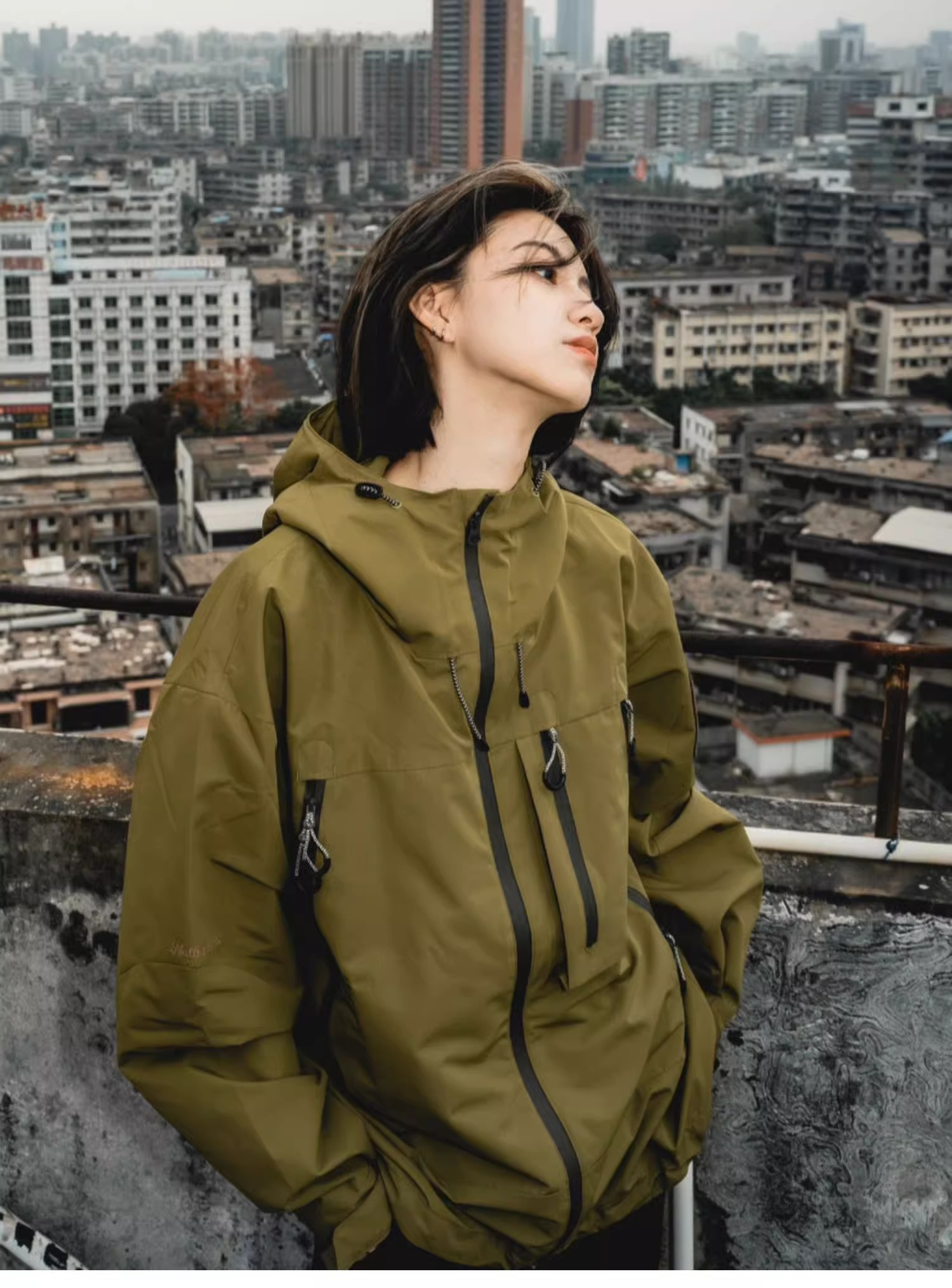 Jacket women's 2023 new spring and autumn Japanese style outdoor camping sports couple jacket oversize design