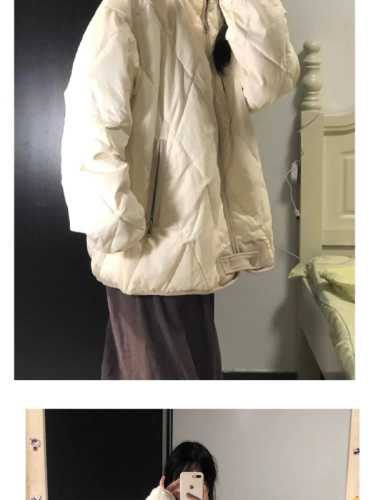 Winter new American student Korean style cotton coat, rhombus quilted jacket, oversize trendy