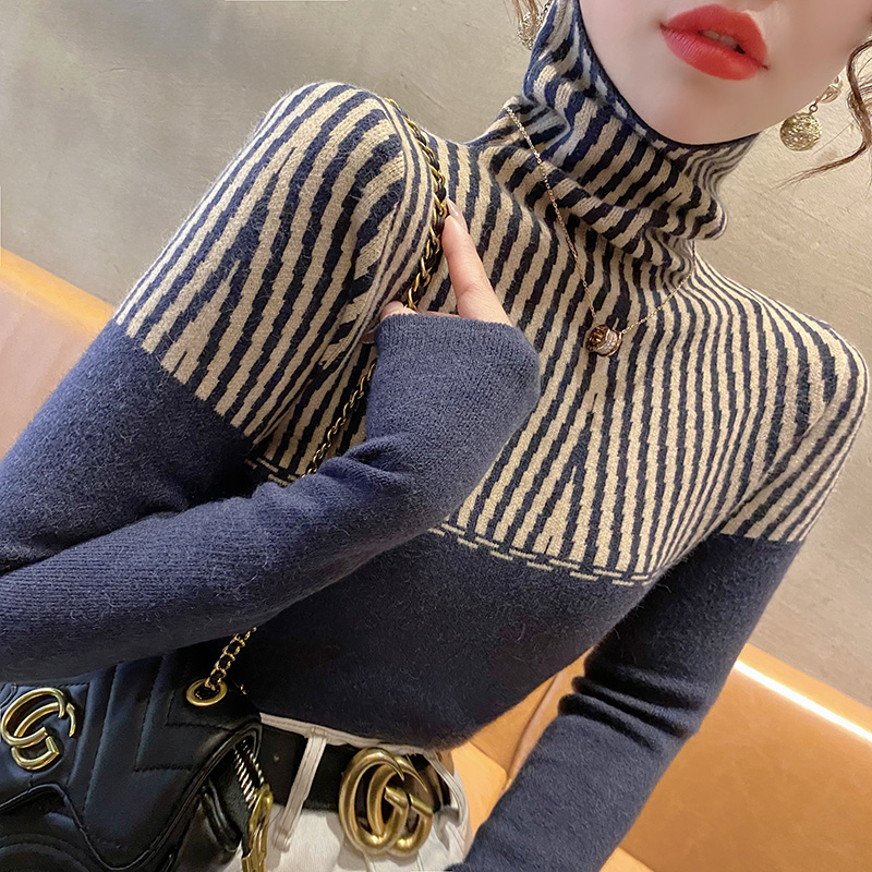 高領毛衣女內搭秋冬洋氣2023年新款時尚顯瘦打底衫女士上衣