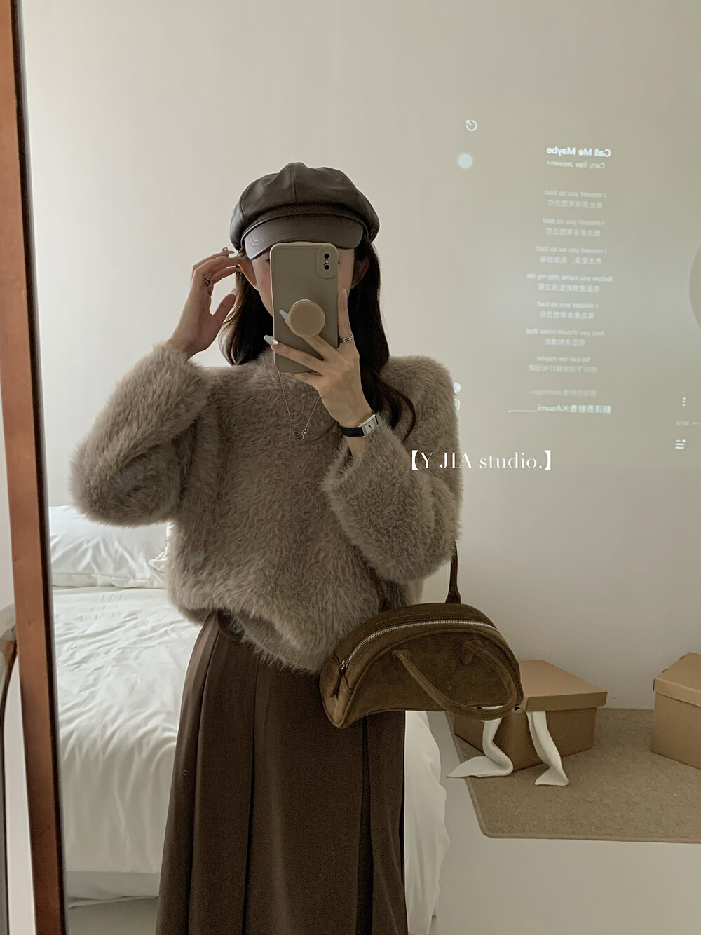 Maillard wear round neck furry mink sweater women's early winter outer wear pullover fufu lazy sweater
