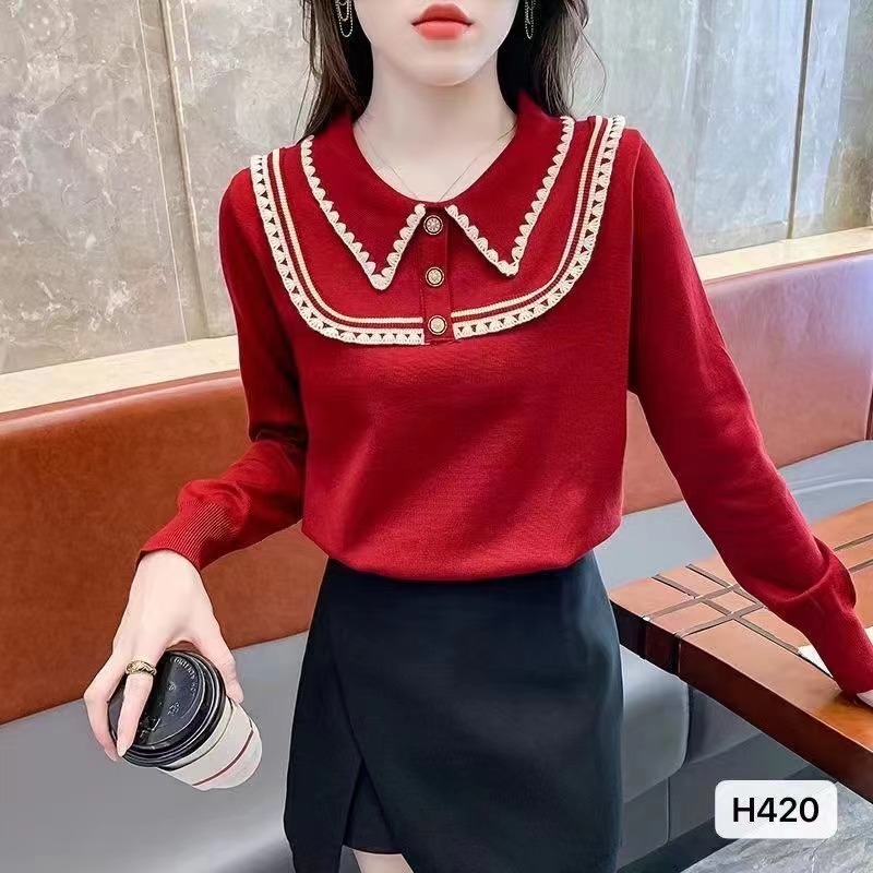 胡楚靚同款2023秋冬新款韓版文藝小清新翻領拼接菱格連衣裙