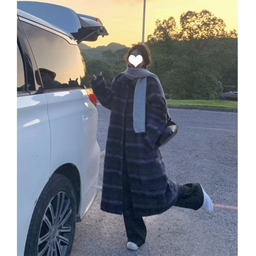 Long woolen coat women's woolen coat autumn and winter 2023 new style high-end plaid is popular this year
