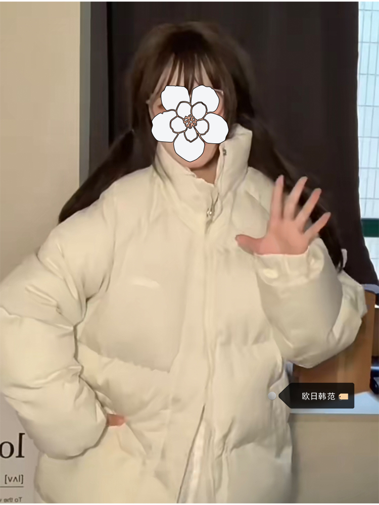 Large size American white cotton coat for women oversize loose 2023 new student thickened bread coat cotton coat