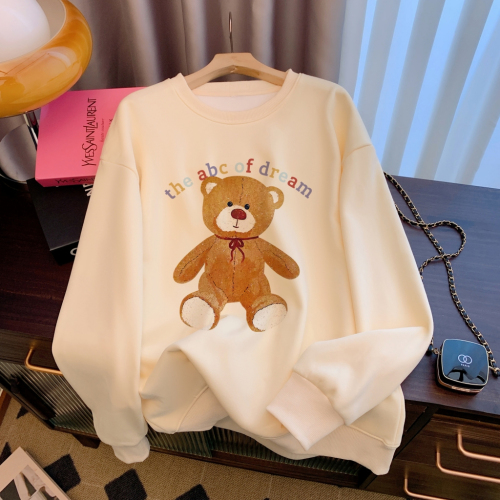 Real shot of large size autumn and winter cartoon sweatshirt for women loose casual versatile top