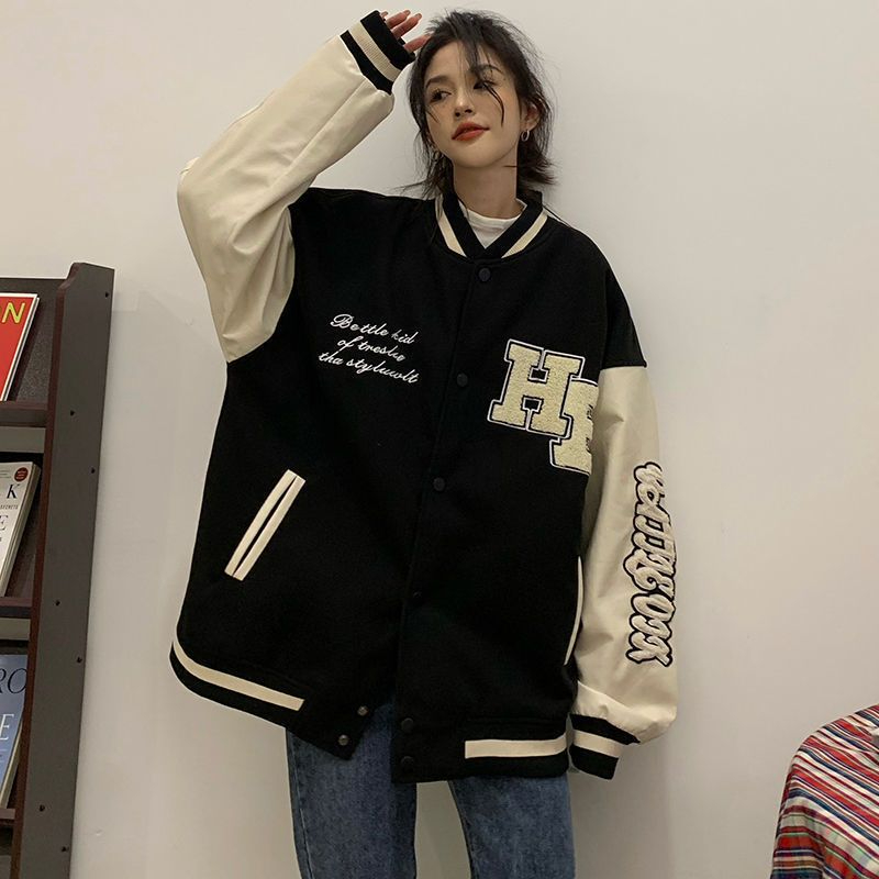 National fashion brand American retro baseball uniform for women in autumn and winter thickened contrasting color design niche jacket jacket for women ins trend