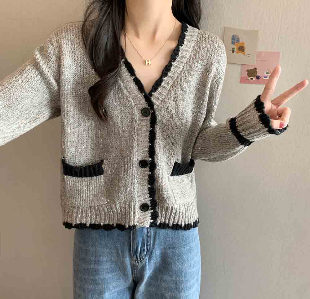 實拍法式小香風短款開衫毛衣女秋冬慵懶風高級感針織外套