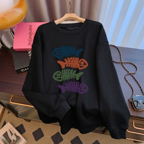 Real shot of large size autumn and winter cartoon sweatshirt for women loose casual versatile top