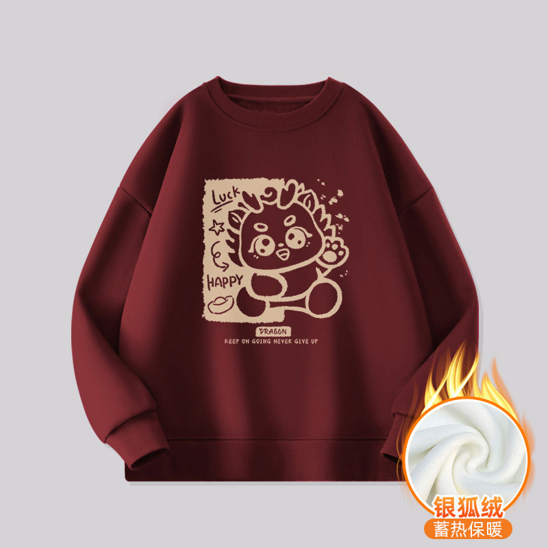 Chinese cotton composite silver fox velvet new autumn and winter round neck sweatshirt for women