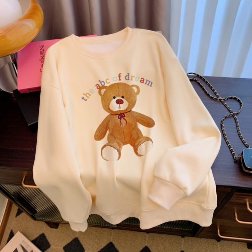 Real shot of large size autumn and winter cartoon sweatshirt for women loose casual versatile top