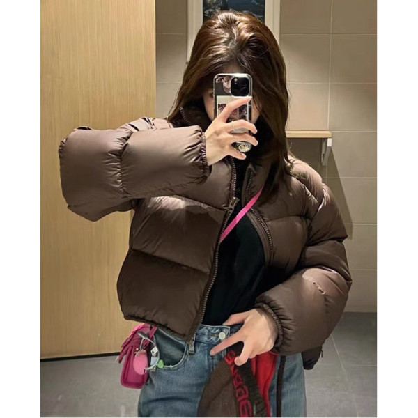 2023 new three-proof thickened down cotton jacket for women with stand-up collar, short winter coat for small people in Europe and America