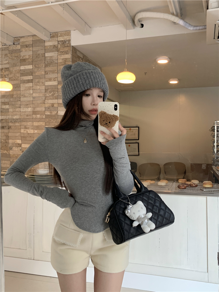 實拍~堆堆領打底衫內搭短款上衣女