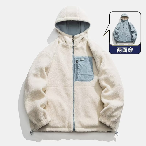Winter hooded double-sided cotton coat for men, trendy Korean casual and versatile Hong Kong style loose warm bread cotton coat