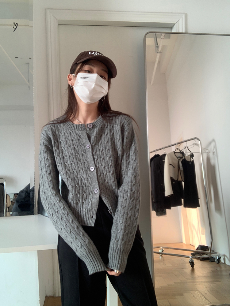 大量 麻花開衫毛衣外套秋冬內搭學院風針織衫小個子短款上衣