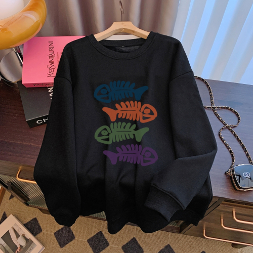 Real shot of large size autumn and winter cartoon sweatshirt for women loose casual versatile top