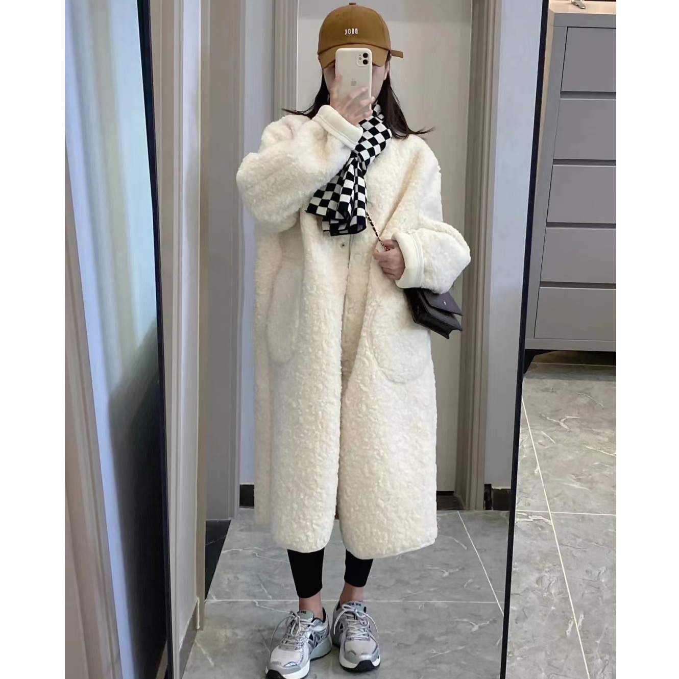 Mid-length lamb wool women's autumn and winter new Korean style ins Hong Kong style jacket