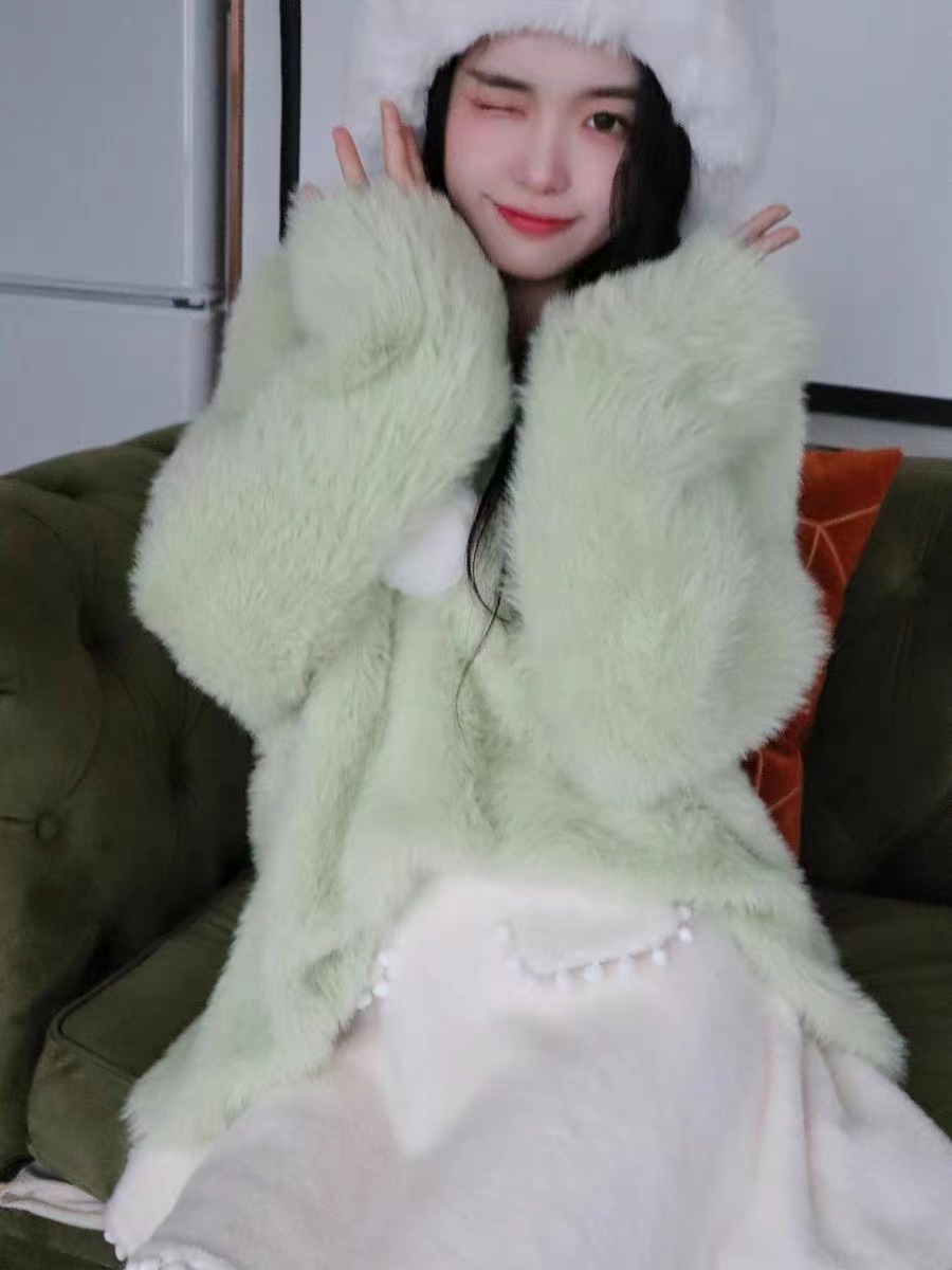 法式軟糯水貂毛毛衣女秋冬季溫柔慵懶風寬鬆套頭針織衫上衣外穿潮