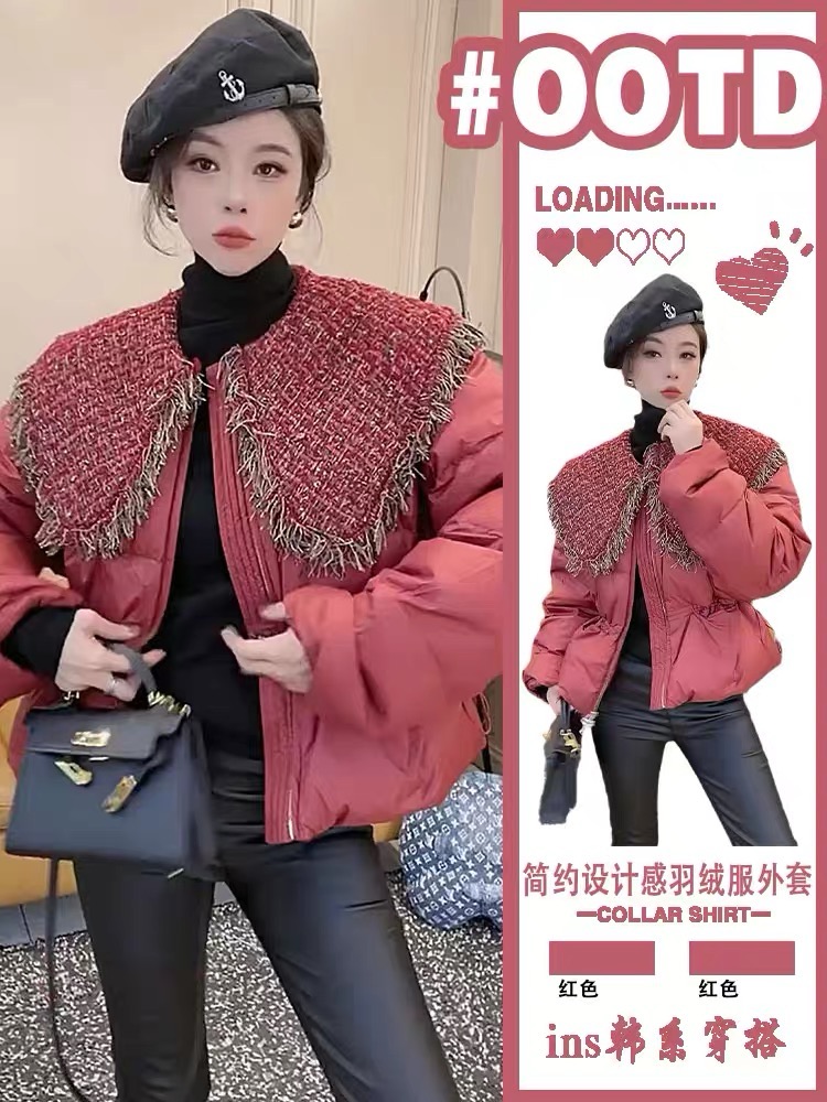 Xiaoxiang style design down jacket women's short 2023 winter sweet niche doll collar duffle tassel coat