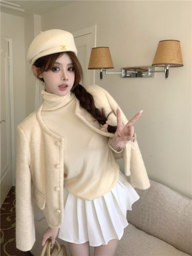 Real shot ~ Rich family daughter 2023 new winter style small fragrant style woolen style waist slimming versatile jacket