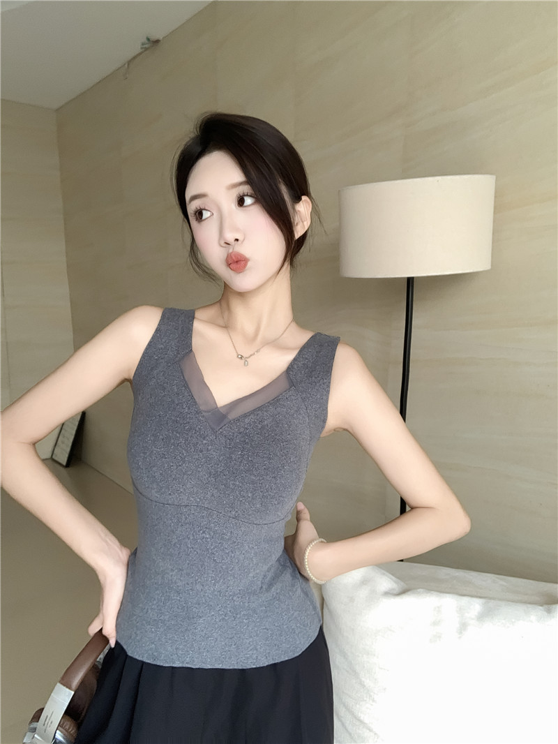 實拍~冬季德絨保暖背心加厚發熱帶胸墊一體杯保暖內衣