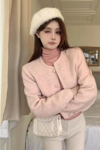 Real shot ~ Rich family daughter 2023 new winter style small fragrant style woolen style waist slimming versatile jacket