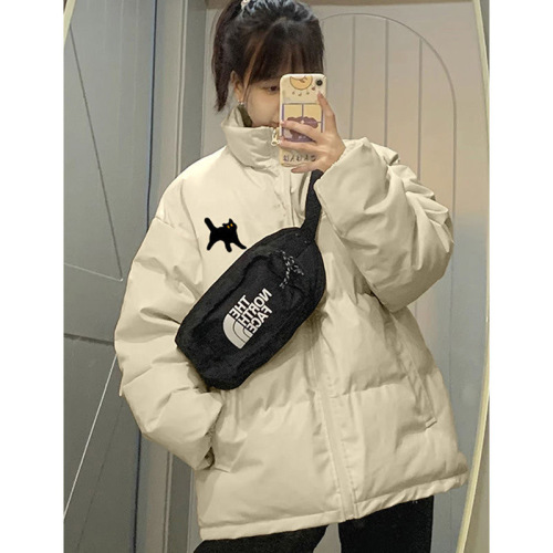 Off-white thickened jacket, cotton-padded jacket, women's  new winter design, small man jacket