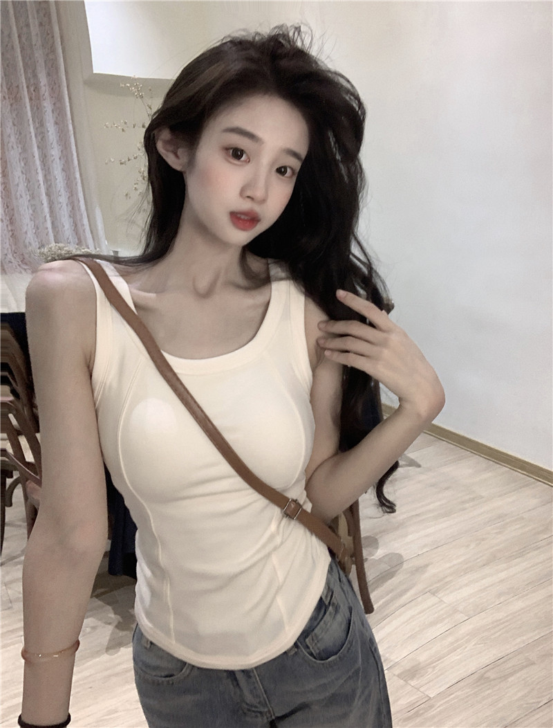實拍~秋冬德絨加厚保暖吊帶背心設計感修身顯瘦內搭打底上衣