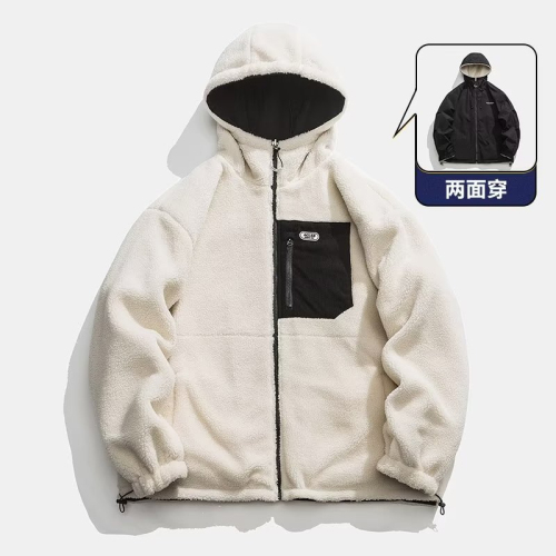 Winter hooded double-sided cotton coat for men, trendy Korean casual and versatile Hong Kong style loose warm bread cotton coat