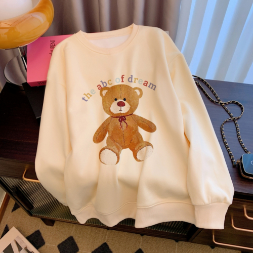 Real shot of large size autumn and winter cartoon sweatshirt for women loose casual versatile top