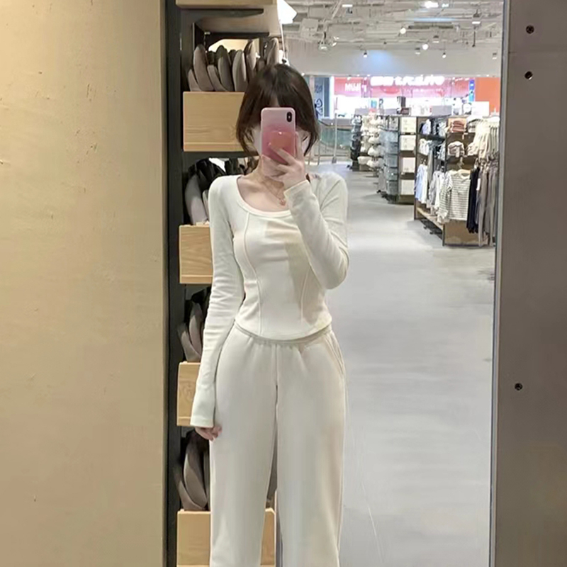 設計感小眾德絨打底衫女冬內搭磨毛加厚短款小衫辣妹緊身顯瘦上衣
