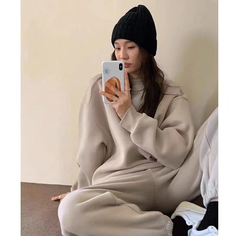 洋氣時尚衛衣運動套裝女春秋季顯瘦寬鬆韓版學生休閒兩件套跑步服