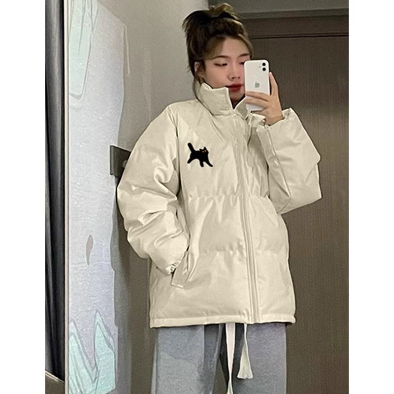 Off-white thickened jacket, cotton-padded jacket, women's 2023 new winter design, small man jacket