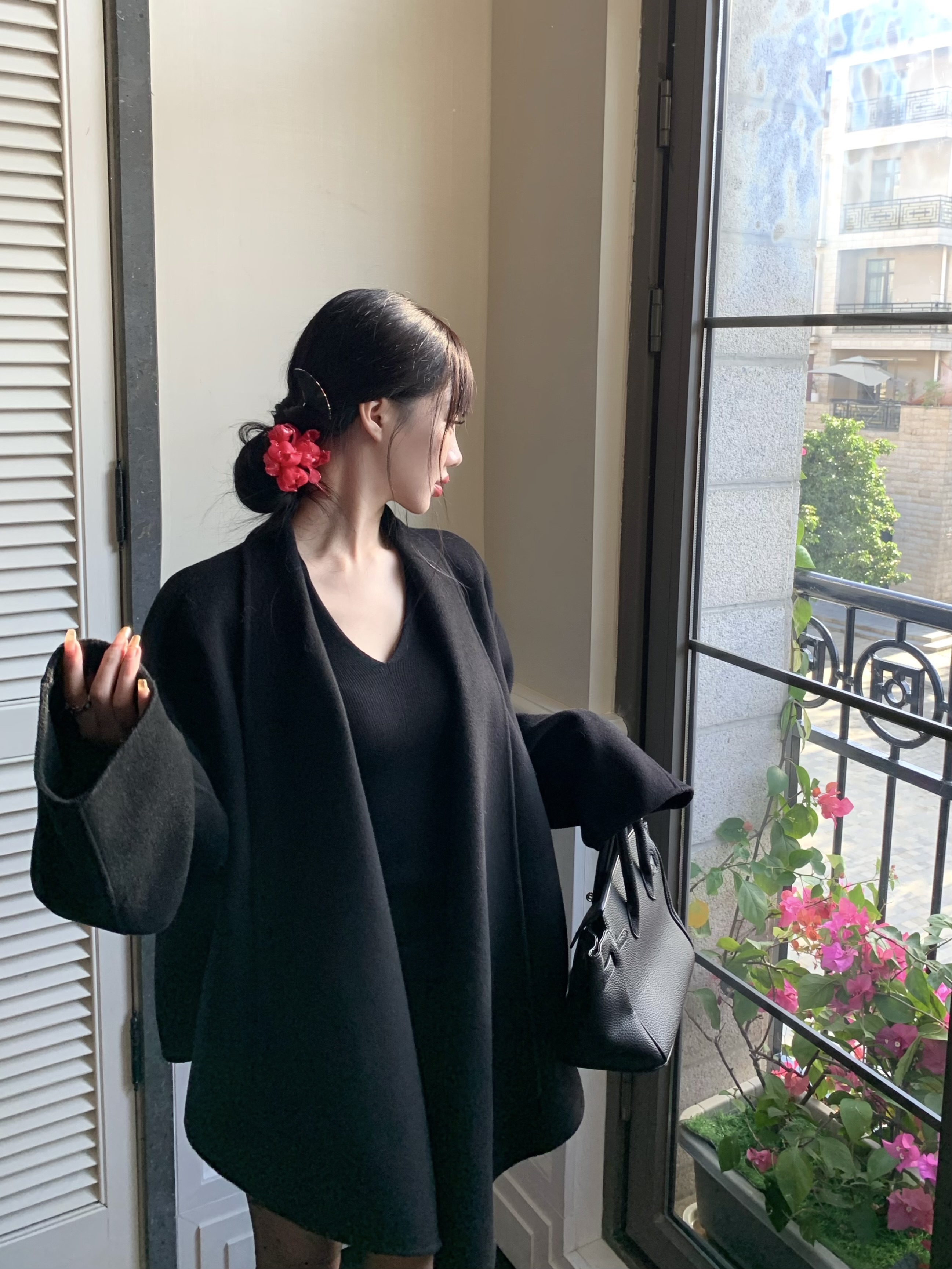 實拍 不規則呢大衣女冬季呢子毛呢外套