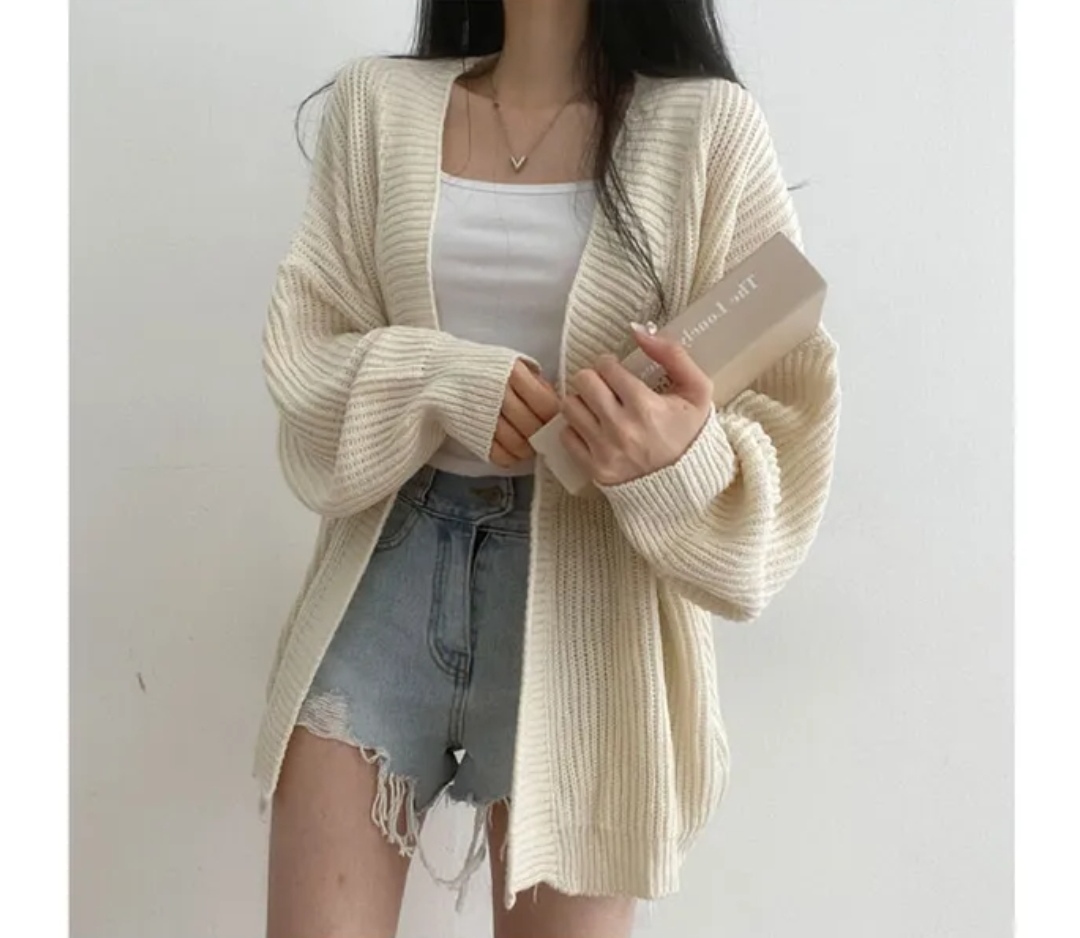 韓國chic秋冬慵懶寬鬆百搭中長款毛衣開衫女保暖休閒外套