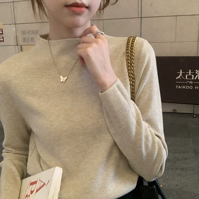 半高領打底針織衫2023冬季新款韓系軟糯設計感小眾上衣女