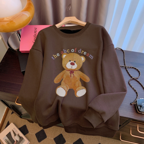 Real shot of large size autumn and winter cartoon sweatshirt for women loose casual versatile top