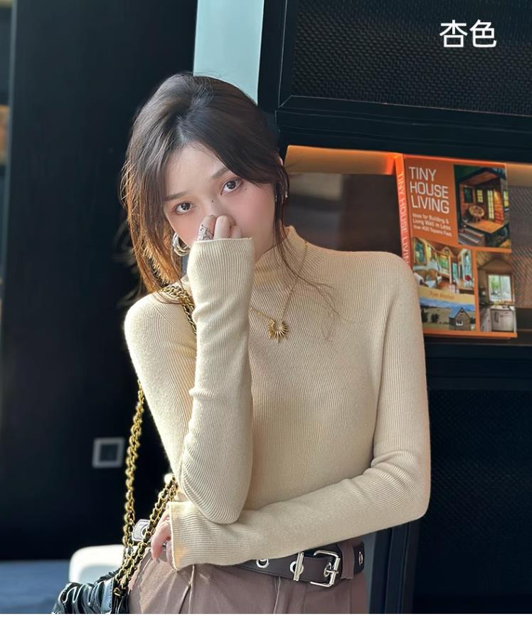 半高領毛衣內搭羊毛打底衫女秋冬高級感2023新款冬季加厚上衣