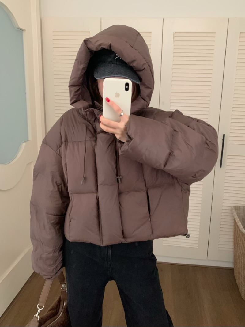 實拍加厚保暖連帽版型超好麵包棉服