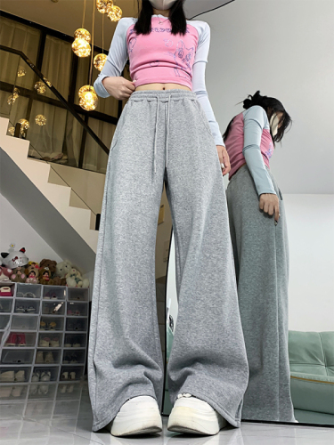 Actual shot of autumn and winter Korean chic simple multi-color composite thickened warm sweatpants and casual pants