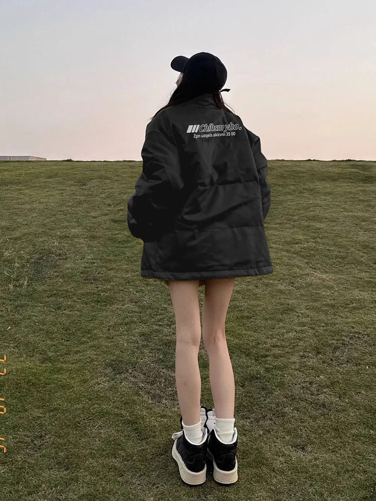Hand-stuffed cotton padded jacket winter new loose thickened cotton coat printed coat for women