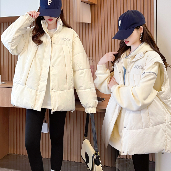 首發實拍可拆卸袖子羽絨棉服女韓版立領寬鬆網紅加厚馬甲棉衣女
