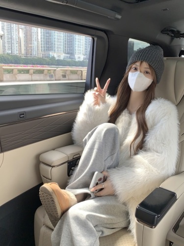 Actual shot Korean version of new winter eco-friendly furry fur mink jacket