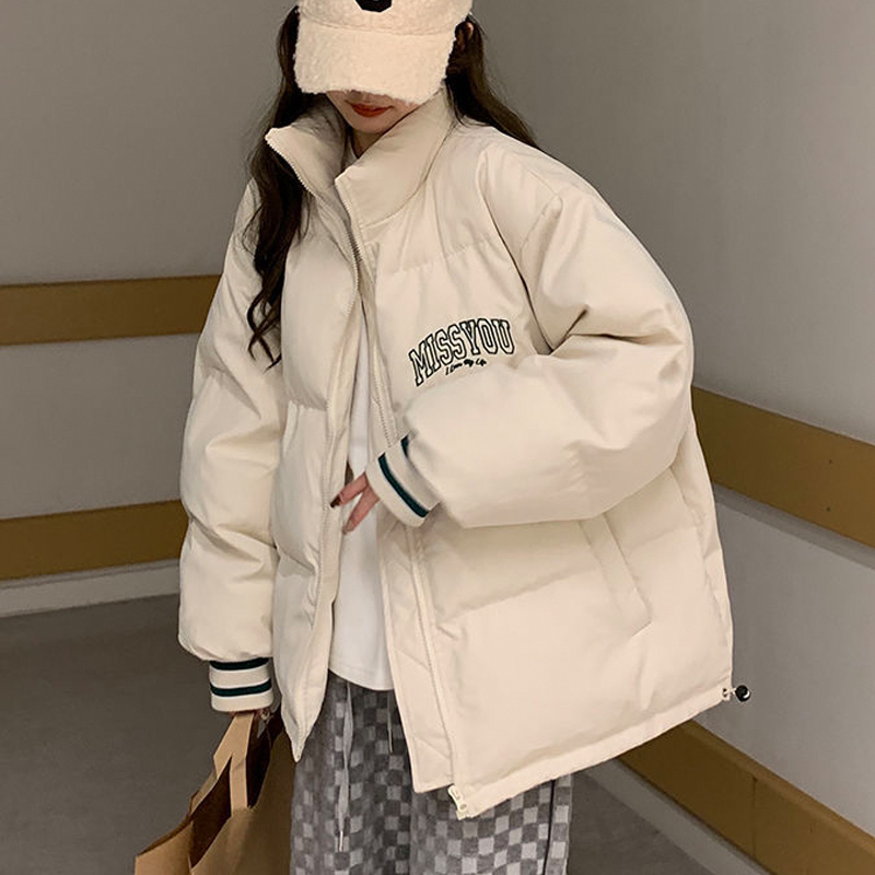 Official picture of thickened baseball uniform cotton coat for women 2023 autumn and winter design parka down jacket short jacket