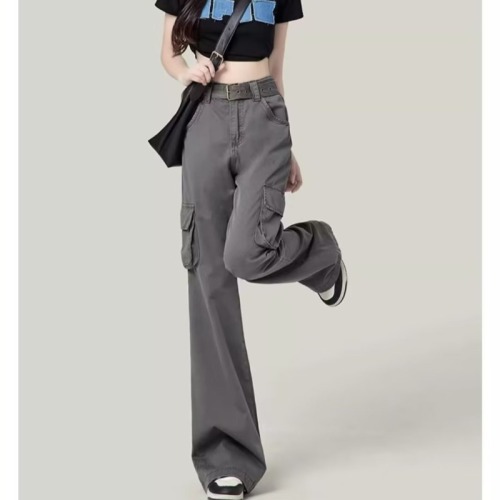 American apricot micro-flared overalls for women in autumn 2023 new high-waist slim hot girl drape horseshoe pants